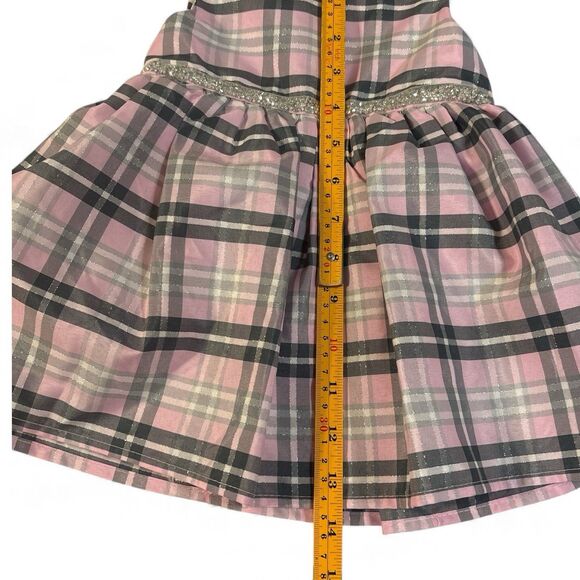 Youngland Baby Girls Metallic Woven Coat Set Faux Fur Matching Plaid Dress 12 Mo - Picture 6 of 11
